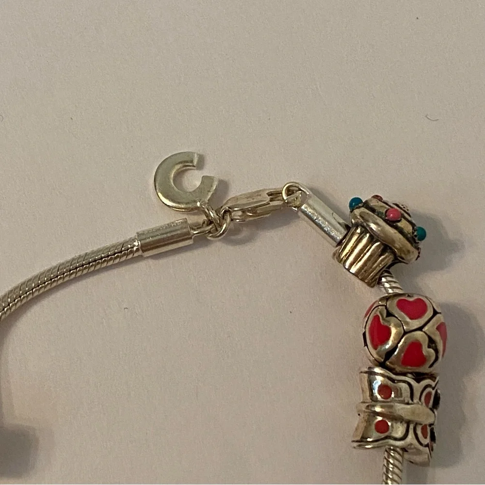 CHAMILIA BRACELET STERLING SILVER 925 CHILDS MINI CHARMS 6” SIGNED BEADS 20.7 g